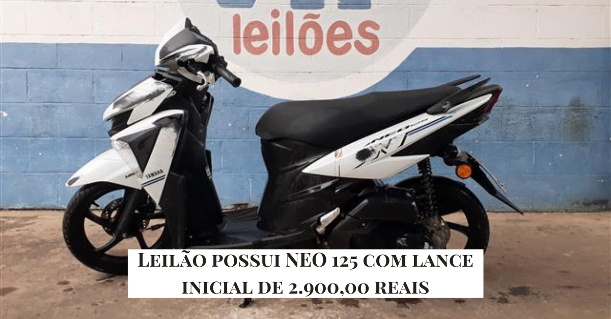Leilão possui NEO 125 com lance inicial de 2.900,00 reais